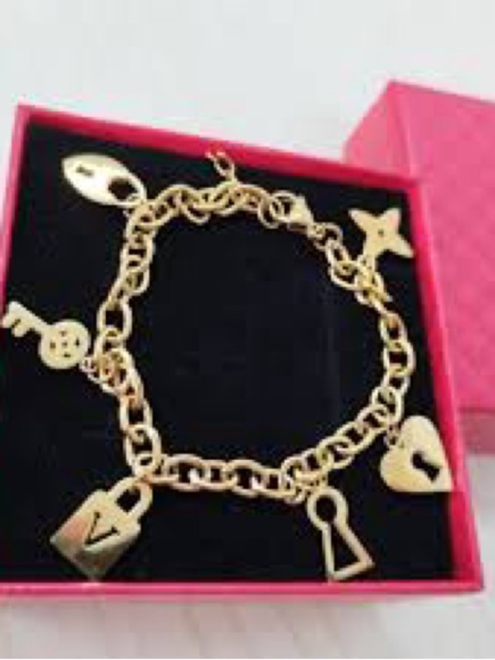 18K Gold Plated Lock & Key Charm Bracelet